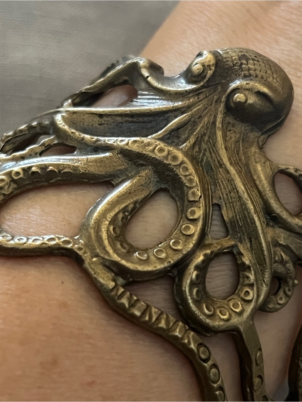🐙 Octopus Unique Bracelet Cuff- antique brass bronze gold finish